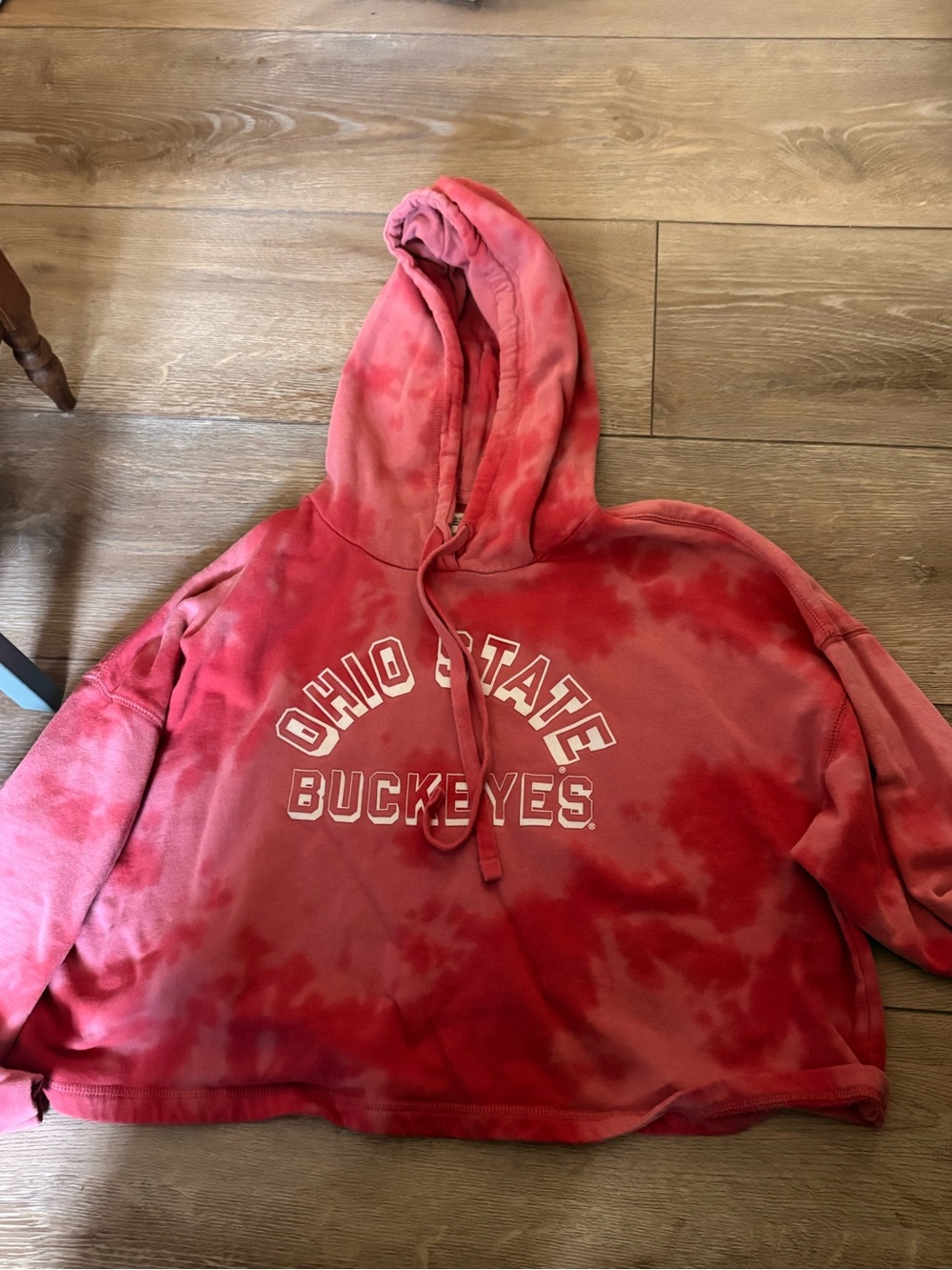 Ohio State Buckeyes Red Tie-Dye Cropped Hoodie